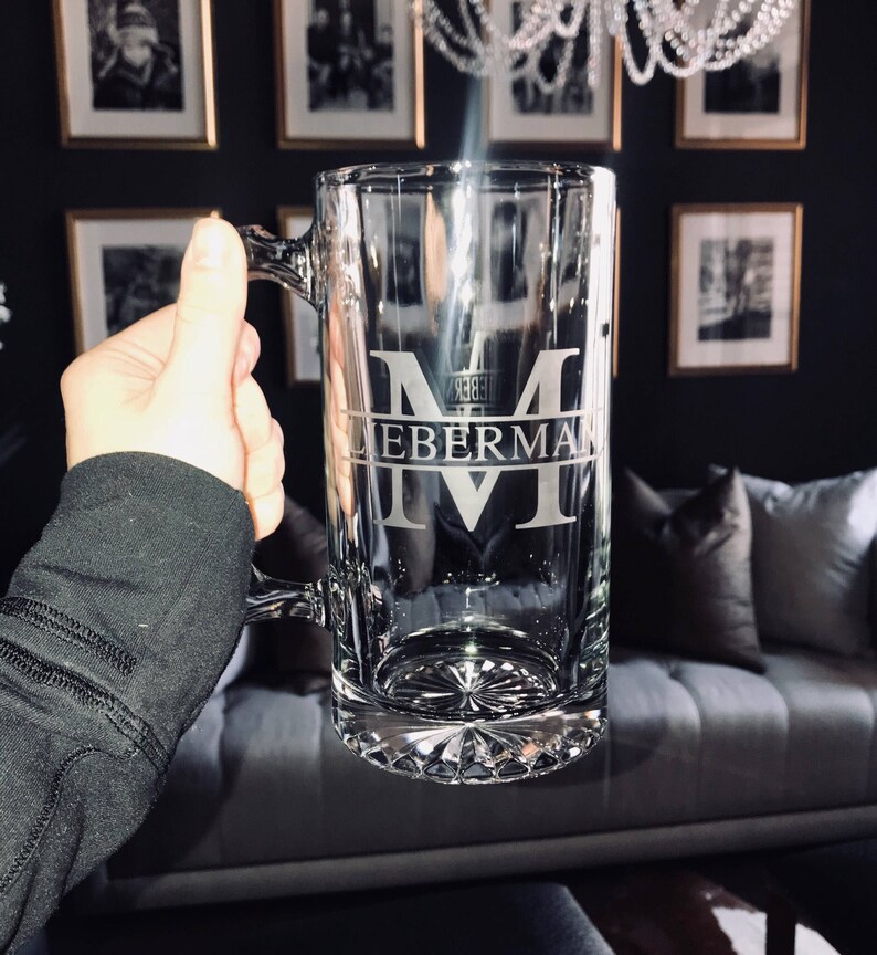 Monogram Beer Mug Personalized Beer Mug Custom Beer Mug Etsy