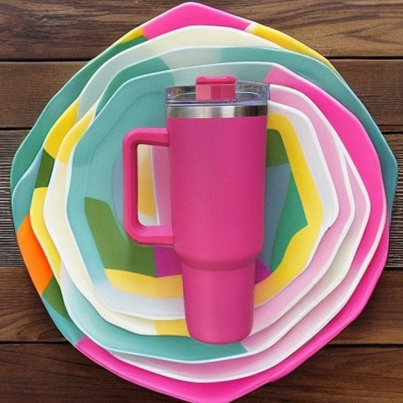 40oz Hot Pink Matte Tumbler With Handle and Straw, 40oz Bright