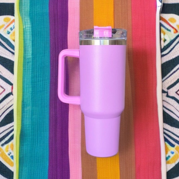 40oz Lilac Purple Matte Tumbler With Handle and Straw, 40oz Travel