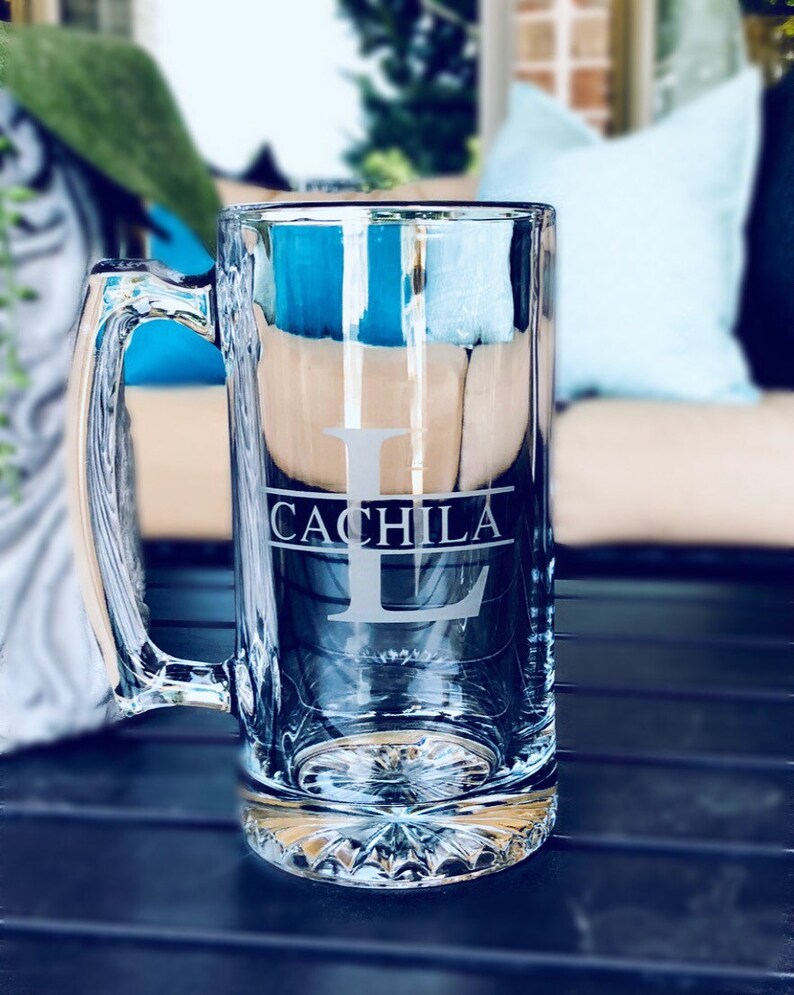 Monogram Beer Mug Personalized Beer Mug Custom Beer Mug Etsy