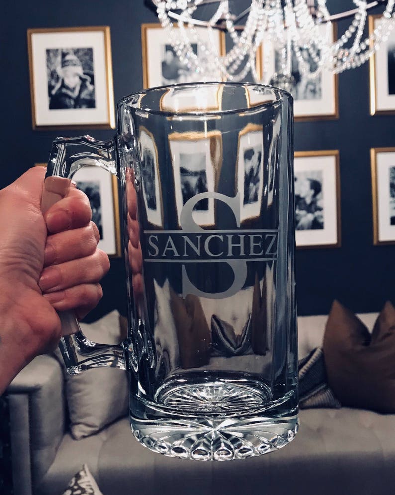 Monogram Beer Mug Personalized Beer Mug Custom Beer Mug Etsy