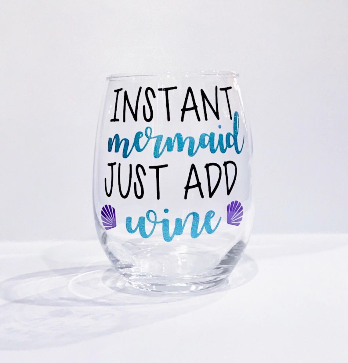 Instant Mermaid Just Add Wine Stemless Wine Glass Mermaid Etsy