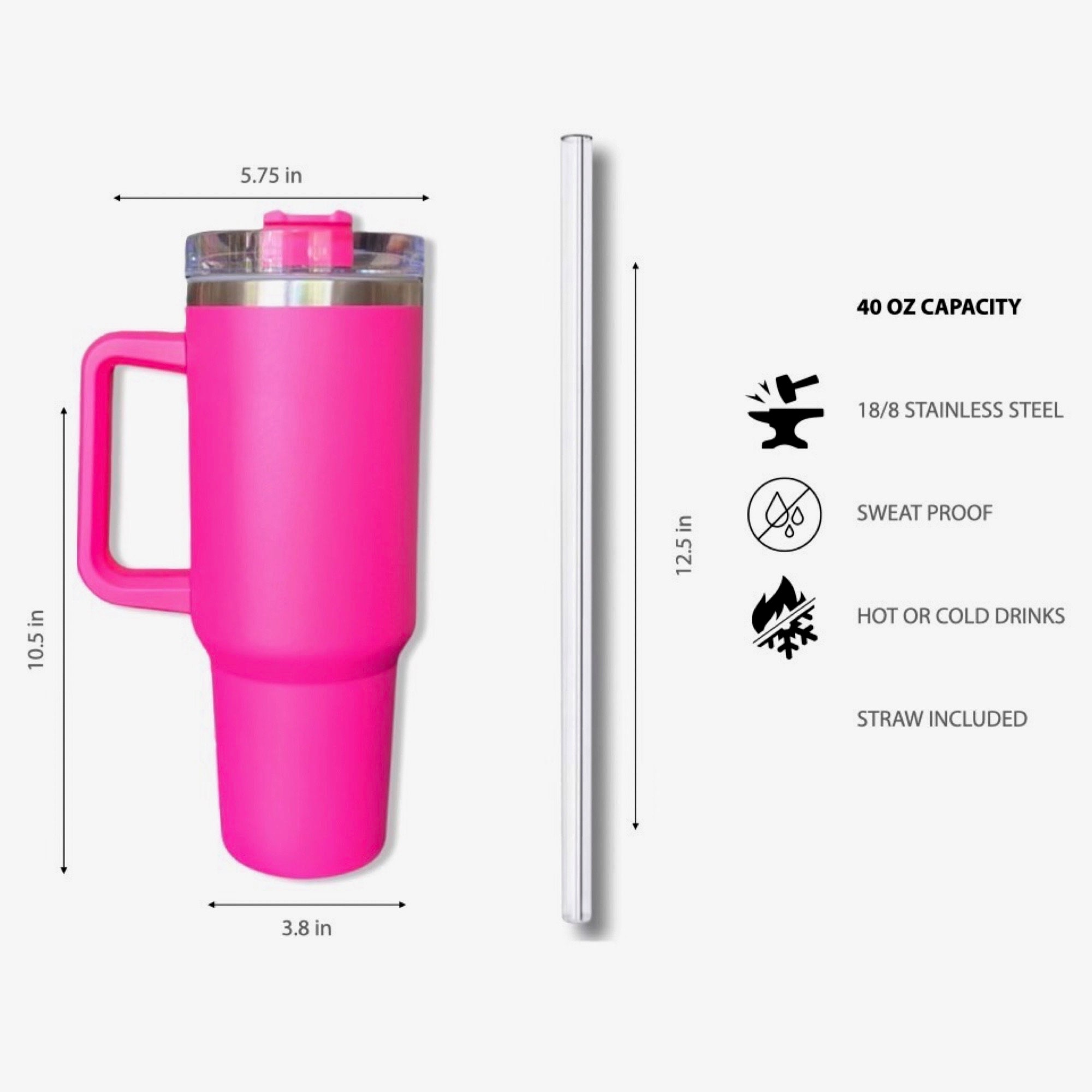 40oz Blush Pink Matte Tumbler With Handle and Straw, 40oz Travel