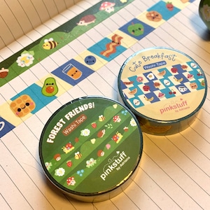 Kawaii Washi Tape | Forest Friends | Cute Breakfast | Stationery Washi Tape | Kawaii Breakfast Washi | Cute washi tape design