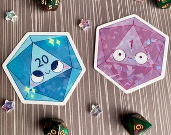 3" Sparkle Vinyl Dnd D20 Dice Sticker | Lucky Dice | Kawaii stickers | Purple | Blue | Dragons | Geeky Stickers | RPG Game Dice | Waterproof