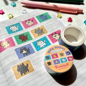 Kawaii Silly Kitty Stamp Washi Tape | Cute Cats | Colorful Washi | Pet lover | Cat Stationery | Adorable Kitty Washi | Bujo Cat Costumes