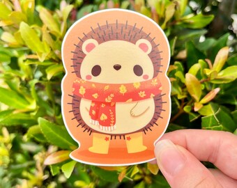 3" Kawaii Cozy Hedgehog Matte Vinyl Sticker | Cute Animal Sticker | Waterproof Sticker | Adorable Stationery | Cottagecore Hedgy | critter