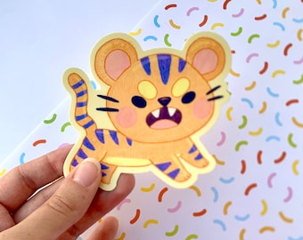 3" Kawaii Screaming Tiger Kitten Matte Vinyl Sticker | Cute Tiger Sticker | Waterproof Sticker | Adorable Stationery | Smol Cat Tiger |