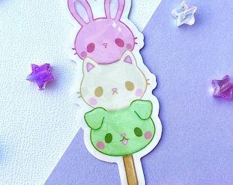 3" Cutie Dango Vinyl Sticker | Bunny Kitty Puppy  | Kawaii Snack stickers | Cute dango sticker | Animal stickers | Japanese Snacks | Mochi