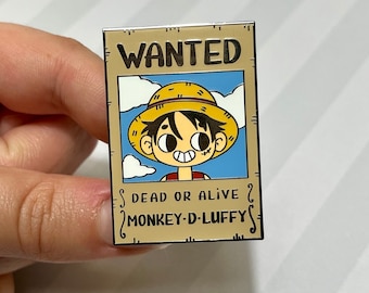 Pirate Captain Wanted Poster Enamel Pin | Cute Enamel Pins | Merry Sunny | Kawaii Enamel Pins | Straw Hat | Mugiwara | Anime Monkey