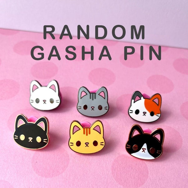 Mystery .75” Gashapon Mini Kitty Enamel Pins | Gachapon | Random Mystery Cat Pin | Online Surprise Capsule Game | Cute Kawaii Filler Pins