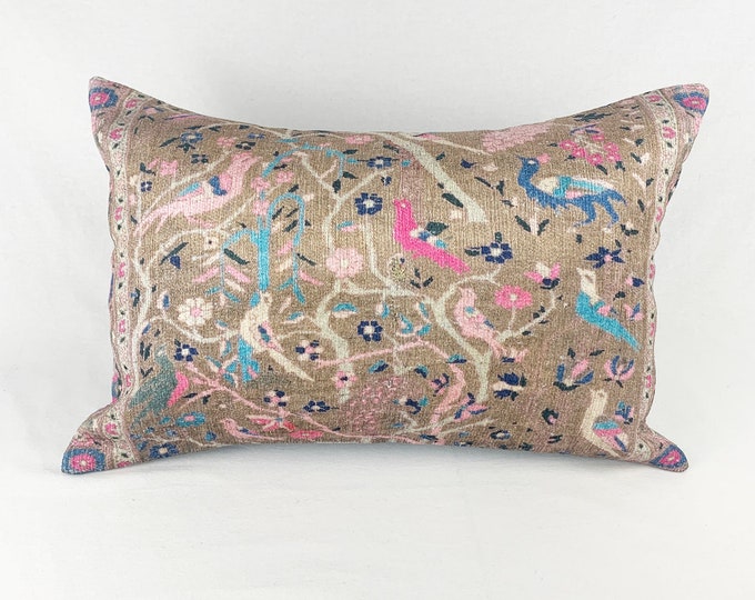 Rug Print Lumbar Pillow  | 16 x 24 Large  Lumbar Pillow, Turkish Rug Print Pillow, Bedroom Pillow, Colourful Throw Pillow, Boho
