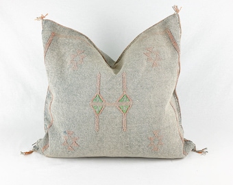 Grey Sabra Silk Pillow  |  Neutral Cactus Silk  | 18" X 18"  |  Square Throw Pillow