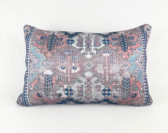 Rug Print Lumbar Pillow  | 16 x 24 Large  Lumbar Pillow, Turkish Rug Print Pillow, Bedroom Pillow, Colourful Throw Pillow, Boho