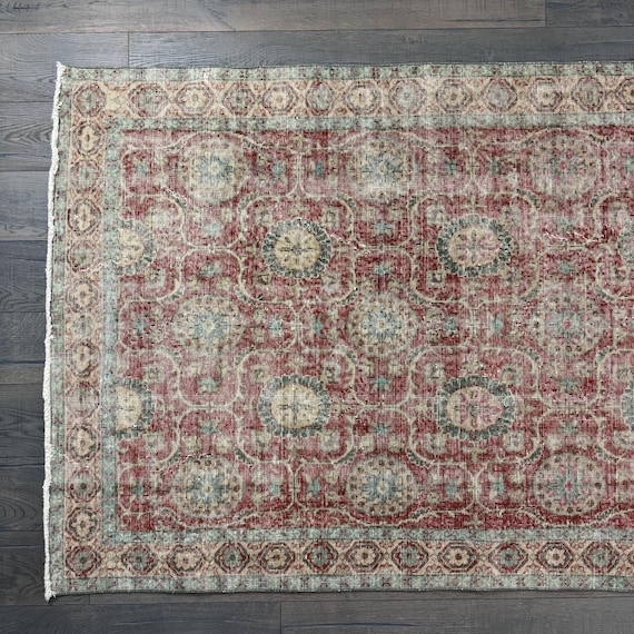 Large Vintage Turkish Wool Rug: Floral Heirloom Collection