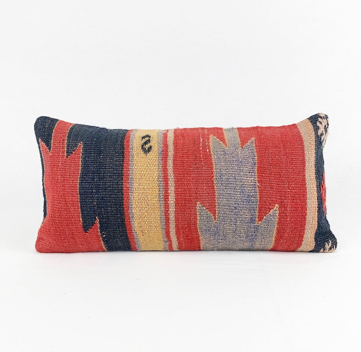 Vintage Turkish Rug Pillow 10 x 20 Lumbar