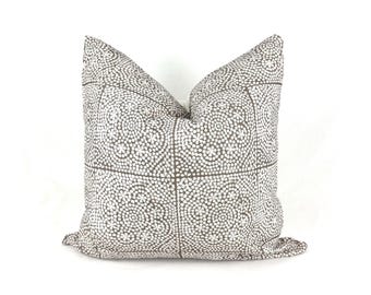 VERONA |  Brown Dot Print Pillow Cover | Handmade Blockprint Pillow | Farmhouse | Designer Square Pillow | 18 x 18