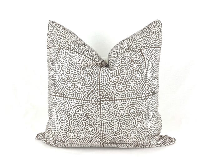 VERONA |  Brown Dot Print Pillow Cover | Handmade Blockprint Pillow | Farmhouse | Designer Square Pillow | 18 x 18