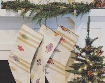 Christmas Stocking - Vintage Rug Stocking, Handmade, Turkish Rug, Holiday Home Decor