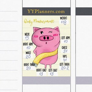 Printable Body Measurements Kawaii Stickers, Fitness Stickers, Workout Stickers, Gym Stickers, EC /Happy Planner, Silhouette Cricut Cut file