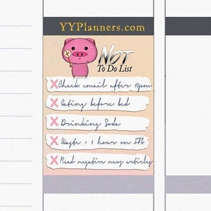 Printable NOT To Do Planner Stickers, NOT To Do List, Daily Reminder Stickers, Planner Addict, EC / Happy Planner, Silhouette & Cricut file