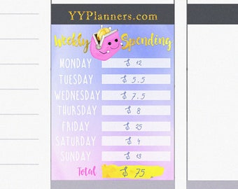 printable weekly spending stickers spending tracker cute etsy grocery spending tracker