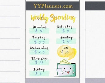 Druckbare wöchentliche Ausgaben Aufkleber, Ausgaben Tracker, niedliche Brieftasche Aufkleber, Lebensmittelgeschäft Aufkleber, EC /Happy Planer, Silhouette, Cricut Cut Datei