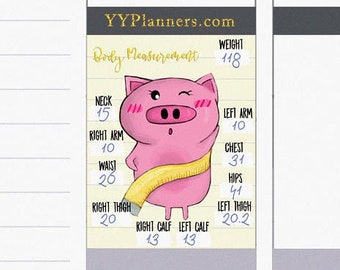 Pegatinas Kawaii de medidas corporales imprimibles, Pegatinas de fitness, Pegatinas de entrenamiento, Pegatinas de gimnasio, EC/Happy Planner, Archivo de corte Cricut de silueta