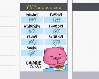 Printable Weekly Calorie Stickers, Calorie Tracker, Meal Stickers, Diet Stickers, EC / Happy Planner Stickers, Silhouette & Cricut Cut file