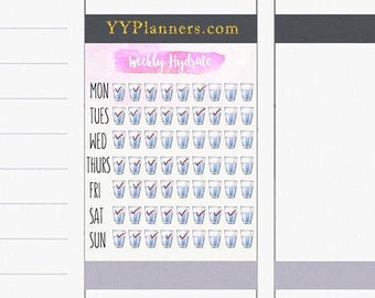 Pegatinas de hidratos semanales imprimibles, Seguimiento del agua, Pegatinas de planes de comidas saludables, Pegatinas de fitness, EC/Planificador feliz, Archivo de corte Cricut de silueta