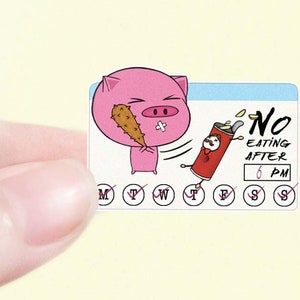 Printable Cute No Eating at Night Challenge Stickers, Meal Tracker Stickers, Fitness Stickers, Habit Tracker for Planner, Journal & Calender