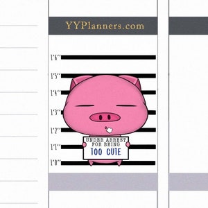 Imprimible lindo Piggy Mugshot pegatinas, pegatinas divertidas, narcisismo buenas vibraciones pegatinas, Erin Condren /Happy Planner Sassy pegatinas, archivos cortados