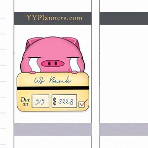 Printable Credit Card Bill Due Planner Stickers Pay Bill | Etsy