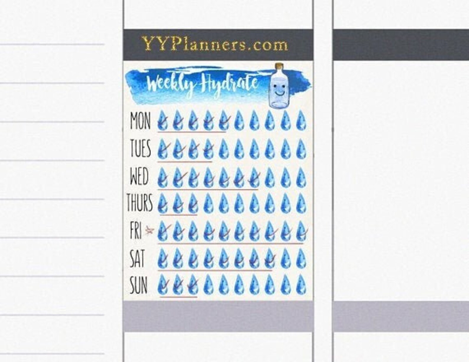 Printable Cute Weekly Hydrate Stickers Water Tracker - Etsy