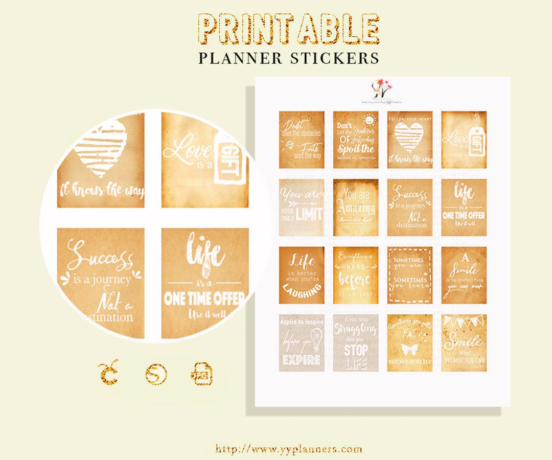 Printable Retro Quote Stickers Vintage Paper Inspirational & Etsy