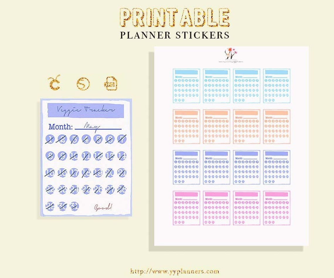 Printable Monthly Habit Tracker Pastel Calendar Stickers - Etsy