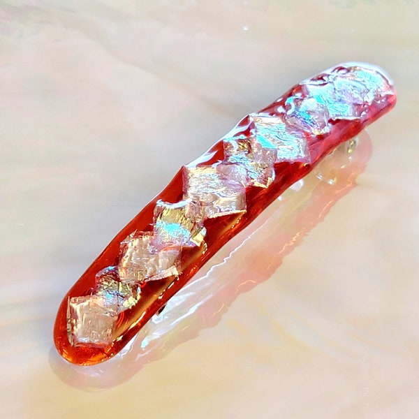 For VERY VERY THICK hair beautifully shimmery n sparkly kiln fired glass hair barrette w s color shifting dichroic glass Barrettes