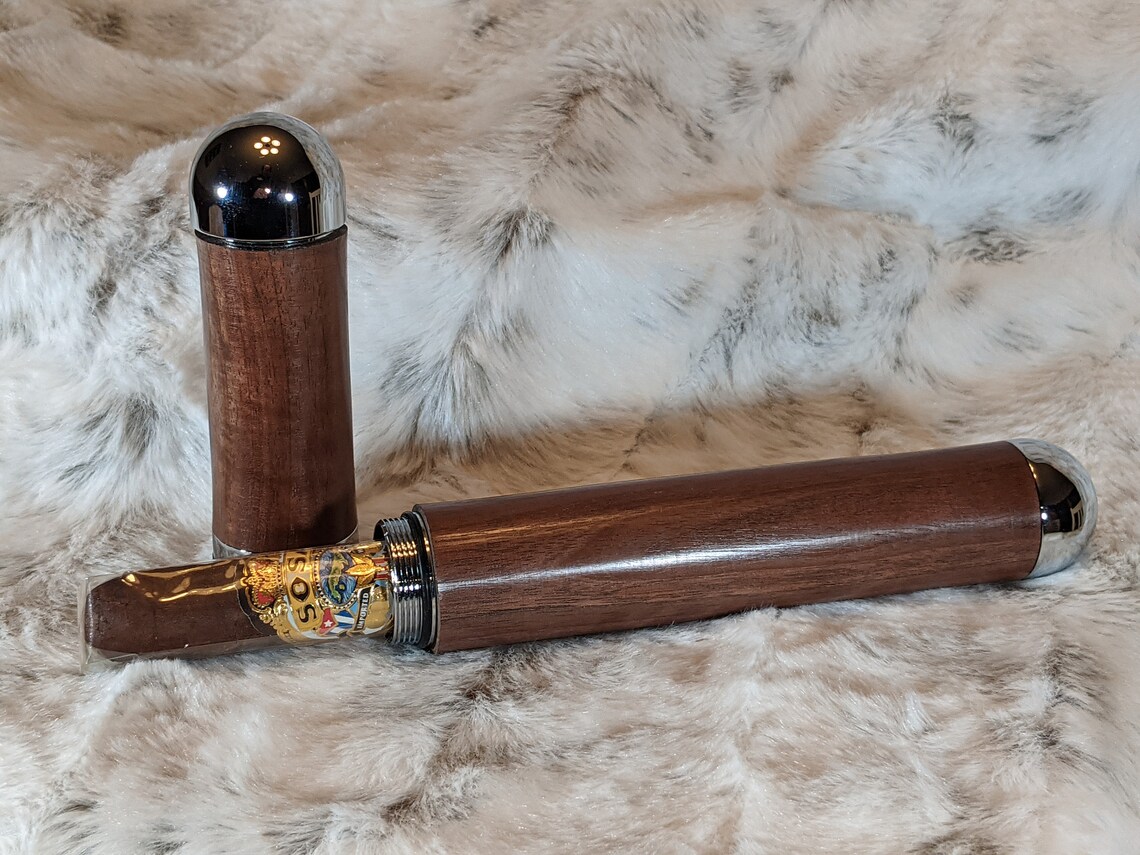 Walnut Single Cigar Humidor with Integrated End Punch Etsy
