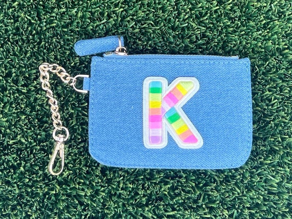 Initial Keychain Wallet With Chenille Letter Patch Coin 
