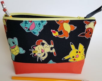 Makeup Bag made from licensed Pokemon Fabric, Toiletry Bag, Accessories bag, Organizer pouch