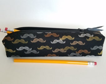 Mustache Pencil Case, Makeup Brush Bag, Rectangular Pouch