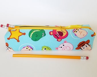 Pencil Case made from licensed Toy Story Fabric, Makeup Brush Bag, Rectangular Pouch, Boxy Pencil Case, Toy Story 3, Lotso