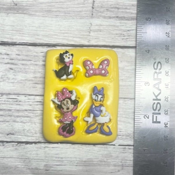 Minnie Mouse Daisy Duck Silicone Mold -  Fondant Resin Clay Crafts  - Baby Shower Event Kids