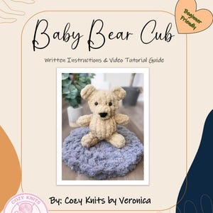 Chunky Knit Baby Bear Cub Plushie Tutorial | Finger Knit | Beginner | How To | DIY | Digital | Make Your Own | Crafting | Gift | Baby Shower
