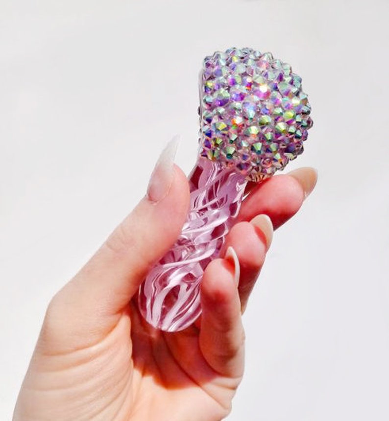 PINK SWIRL PIPE crystallized bling pipe girly smoking pipe Etsy