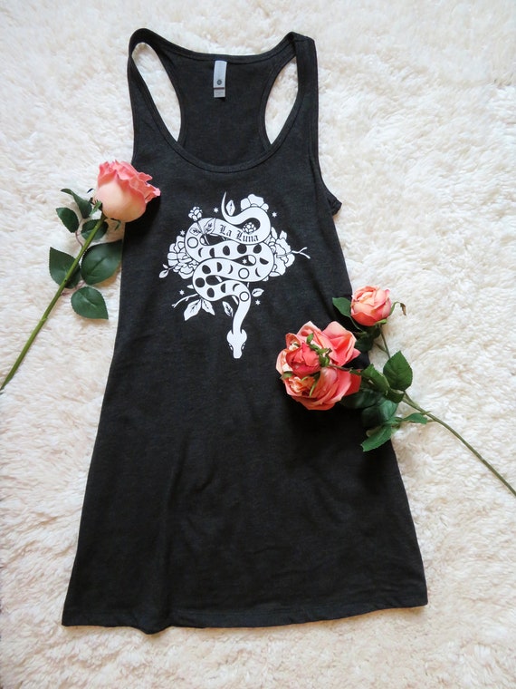 MOON TANK DRESS Snake Roses and Moon Phase Goth Girl | Etsy