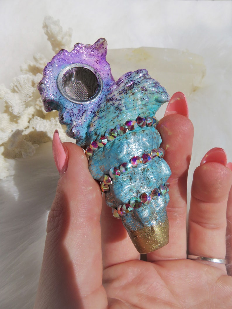 MERMAID SHELL PIPE Mermaid Life Sparkle Shimmer Smoking Etsy