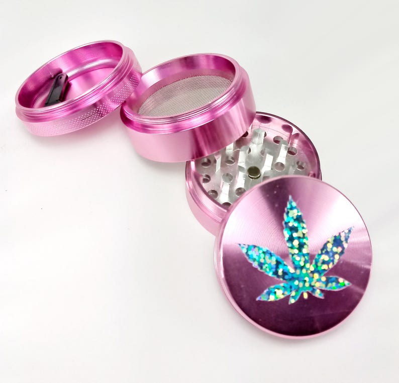 GIRLY HERB GRINDER pink steel 4 piece herb grinder Etsy