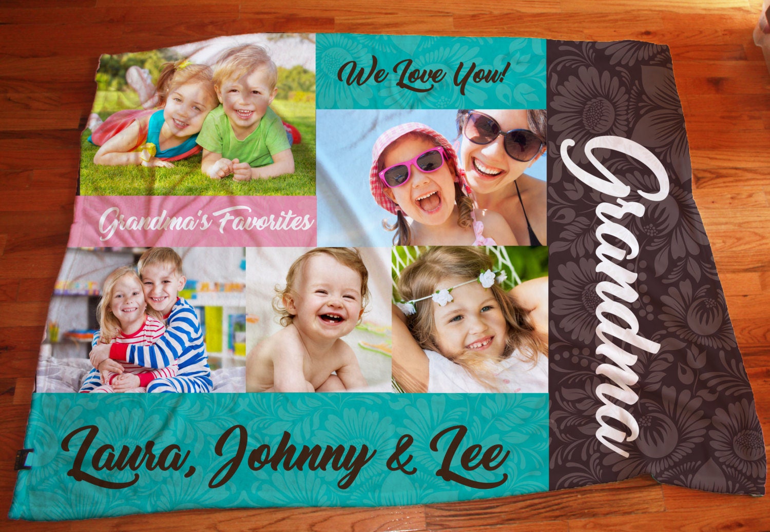 Personalized Grandma Collage Photo blanket Custom Family Etsy