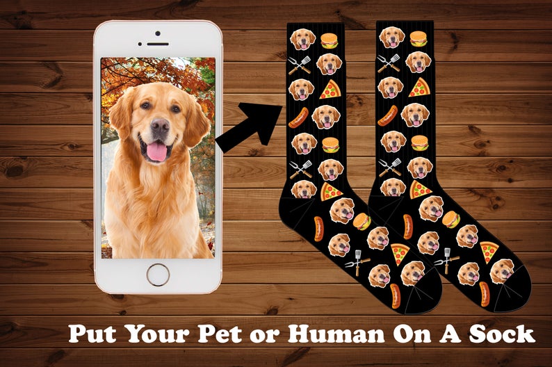 Pet Lovers Socks Food Dog And Cat Photo Socks Custom photo socks Foodie socks BBQ Dog Photo socks Your Dog On A Sock Pizza Grills On